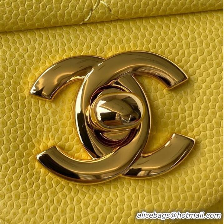 Buy Cheapest Chanel Flap Shoulder Bag Grained Calfskin A01112 gold-Tone Metal yellow