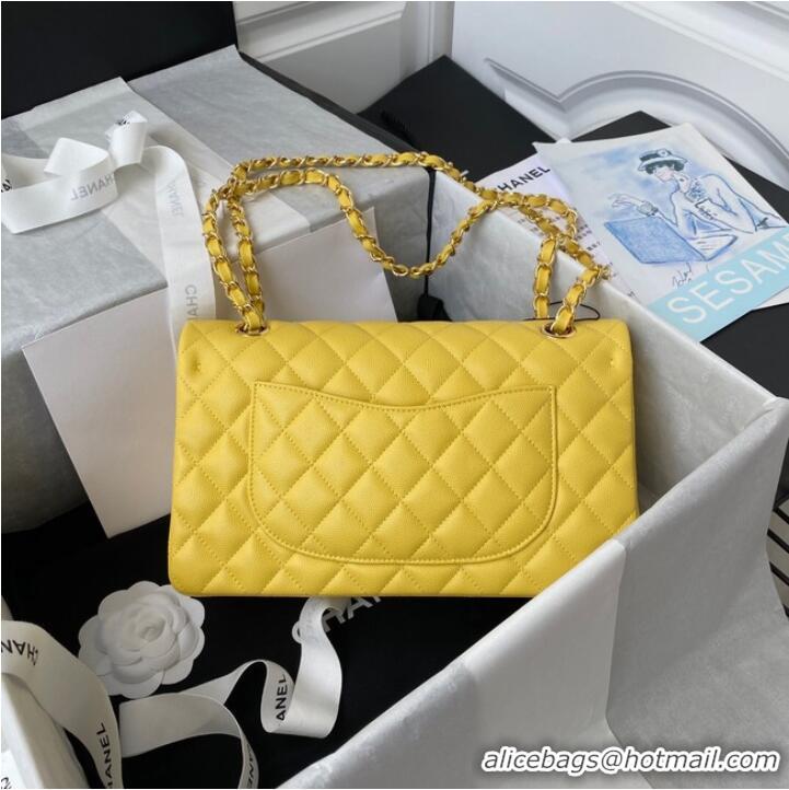 Buy Cheapest Chanel Flap Shoulder Bag Grained Calfskin A01112 gold-Tone Metal yellow