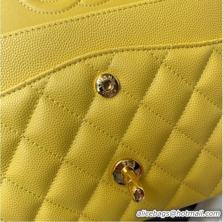 Buy Cheapest Chanel Flap Shoulder Bag Grained Calfskin A01112 gold-Tone Metal yellow