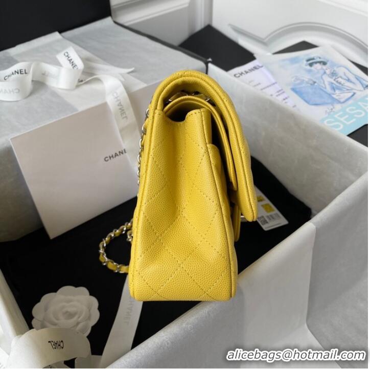 Buy Cheap Chanel Flap Shoulder Bag Grained Calfskin A01112 silver-Tone Metal yellow