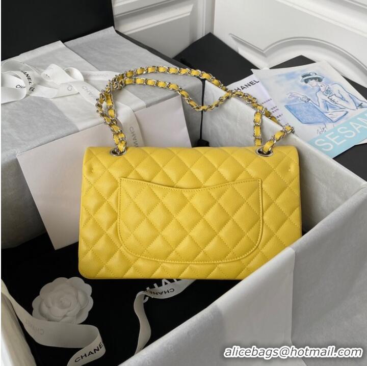 Buy Cheap Chanel Flap Shoulder Bag Grained Calfskin A01112 silver-Tone Metal yellow