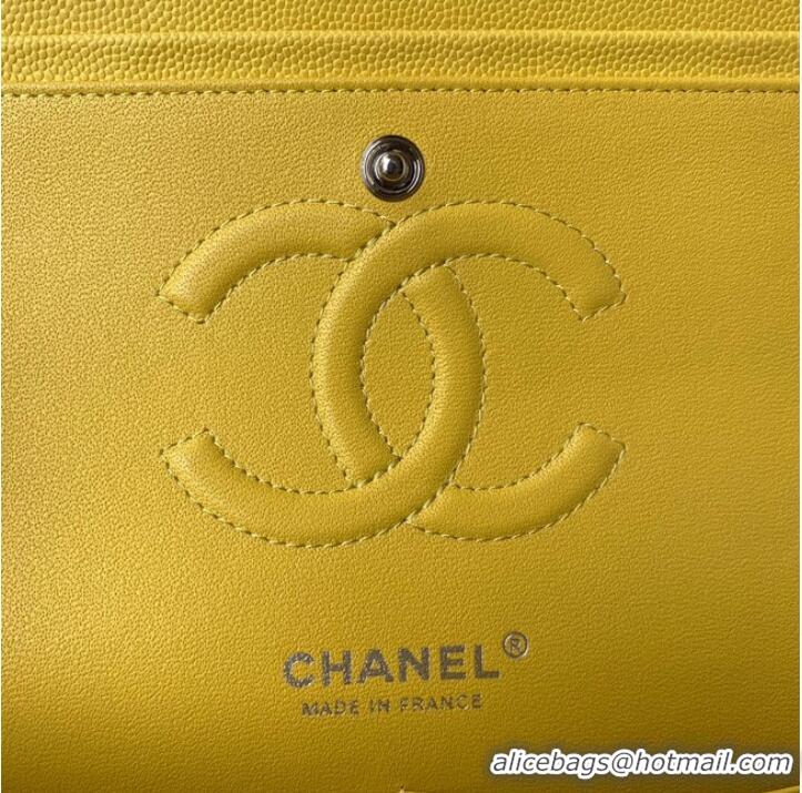 Buy Cheap Chanel Flap Shoulder Bag Grained Calfskin A01112 silver-Tone Metal yellow