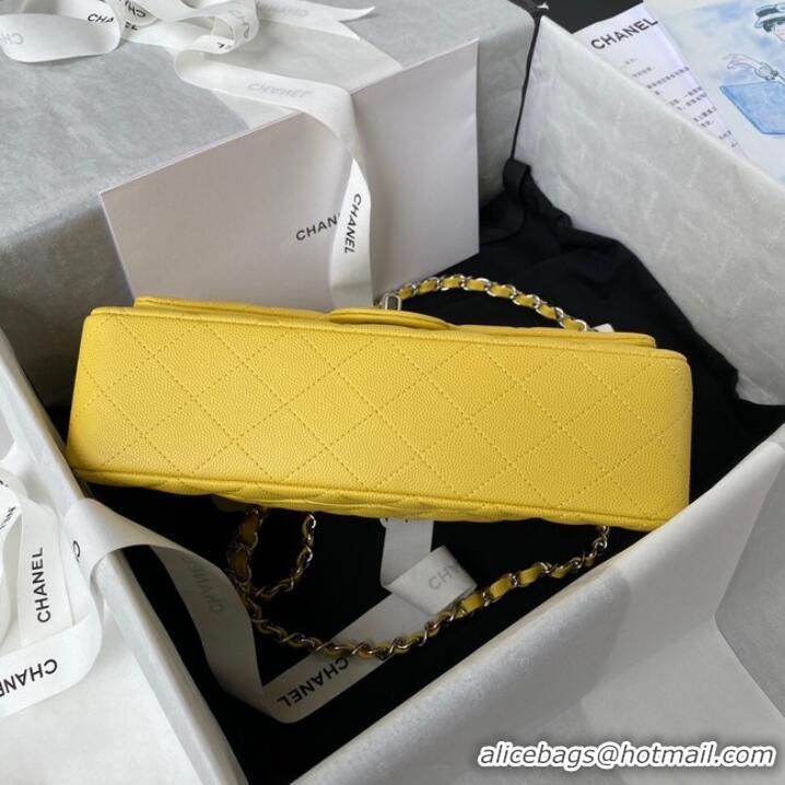 Buy Cheap Chanel Flap Shoulder Bag Grained Calfskin A01112 silver-Tone Metal yellow