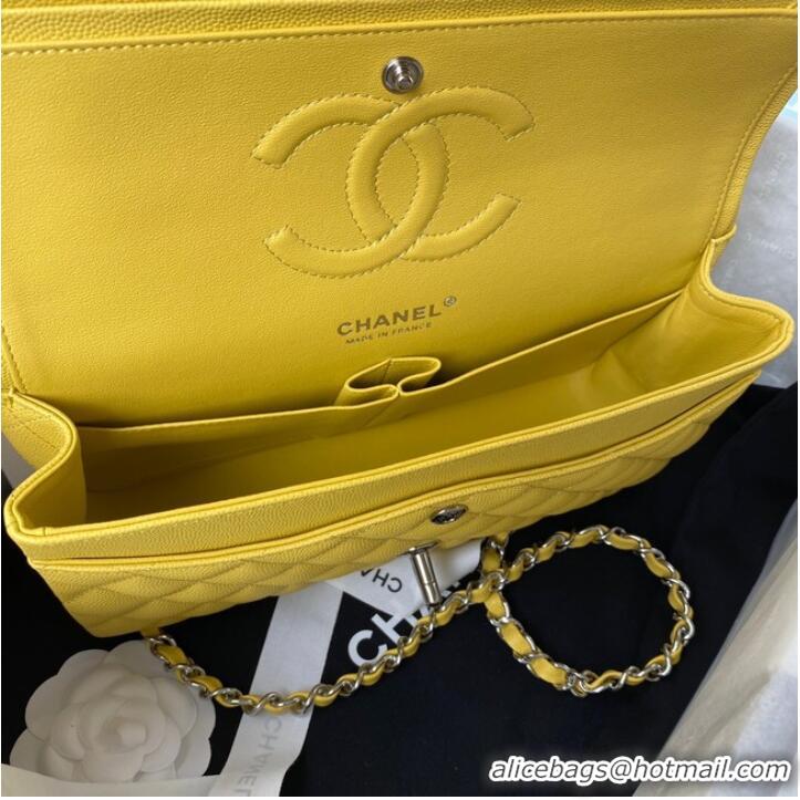 Buy Cheap Chanel Flap Shoulder Bag Grained Calfskin A01112 silver-Tone Metal yellow