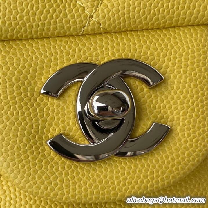 Buy Cheap Chanel Flap Shoulder Bag Grained Calfskin A01112 silver-Tone Metal yellow