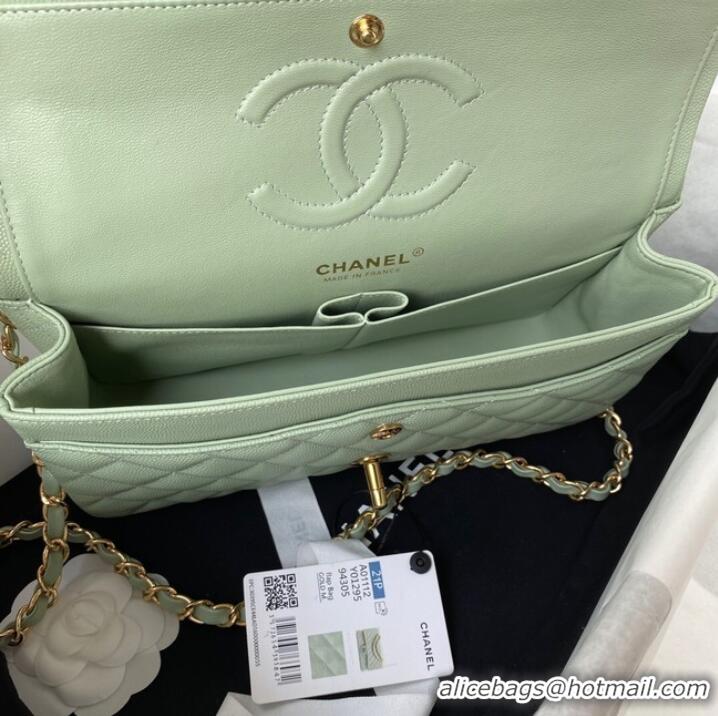 Well Crafted Chanel Flap Shoulder Bag Grained Calfskin A01112 gold-Tone Metal green