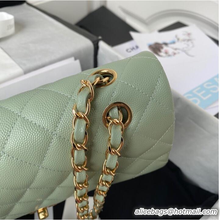 Well Crafted Chanel Flap Shoulder Bag Grained Calfskin A01112 gold-Tone Metal green