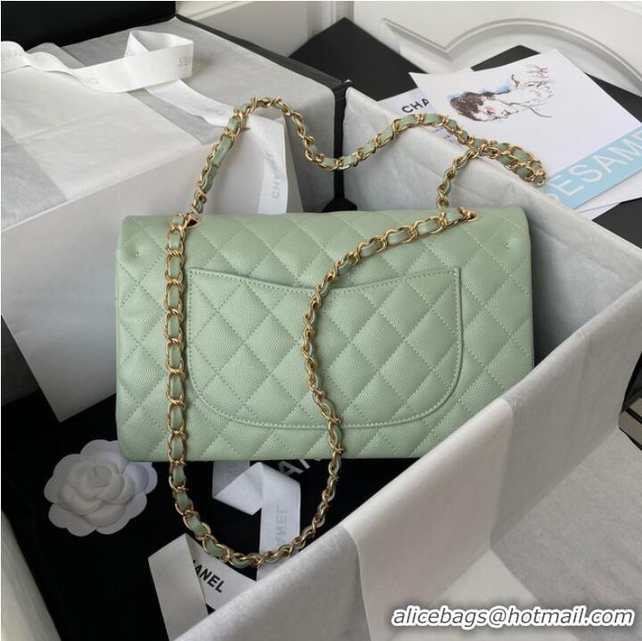 Well Crafted Chanel Flap Shoulder Bag Grained Calfskin A01112 gold-Tone Metal green