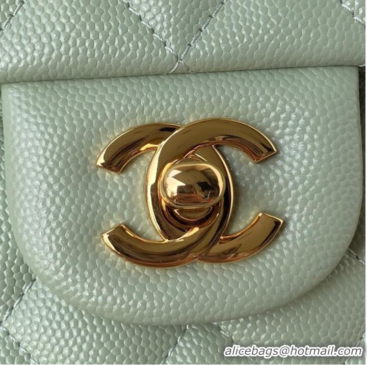 Well Crafted Chanel Flap Shoulder Bag Grained Calfskin A01112 gold-Tone Metal green