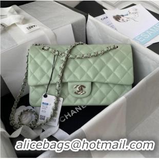 Wholesale Chanel Flap Shoulder Bag Grained Calfskin A01112 silver-Tone Metal green