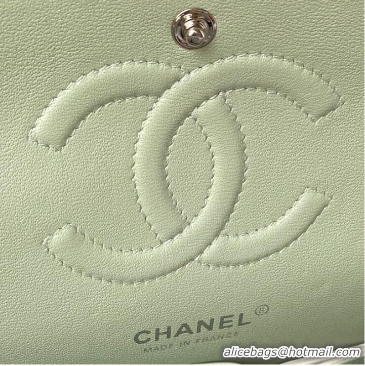 Wholesale Chanel Flap Shoulder Bag Grained Calfskin A01112 silver-Tone Metal green