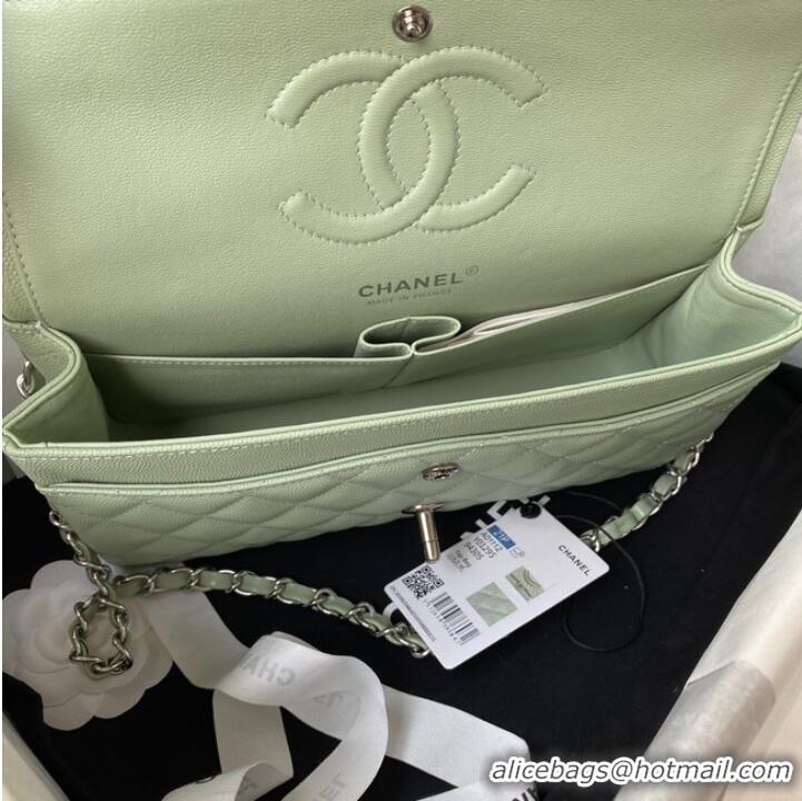 Wholesale Chanel Flap Shoulder Bag Grained Calfskin A01112 silver-Tone Metal green