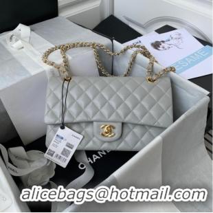 Good Product Chanel Flap Shoulder Bag Grained Calfskin A01112 gold-Tone Metal light grey