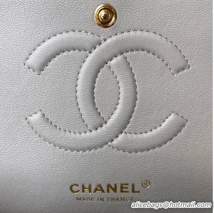 Good Product Chanel Flap Shoulder Bag Grained Calfskin A01112 gold-Tone Metal light grey