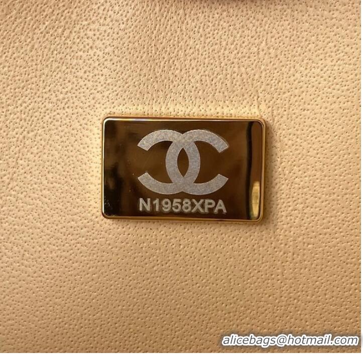 Shop Specials Chanel Flap Shoulder Bag Grained Calfskin A01112 gold-Tone Metal Apricot