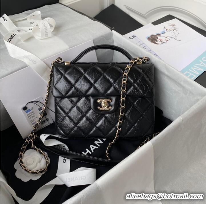 Well Crafted CHANEL Calfskin Flap Shoulder Bag AS2892 black