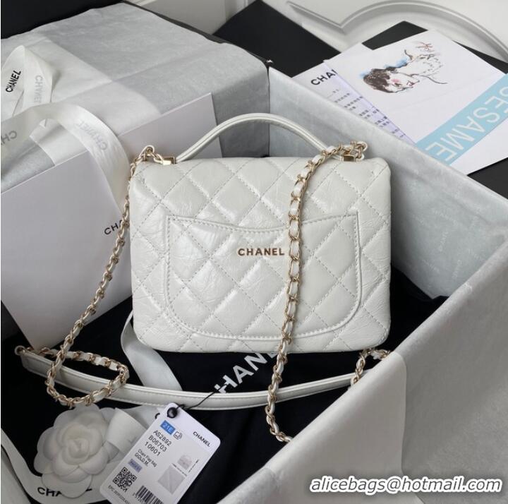 Pretty Style CHANEL Calfskin Flap Shoulder Bag AS2892 white