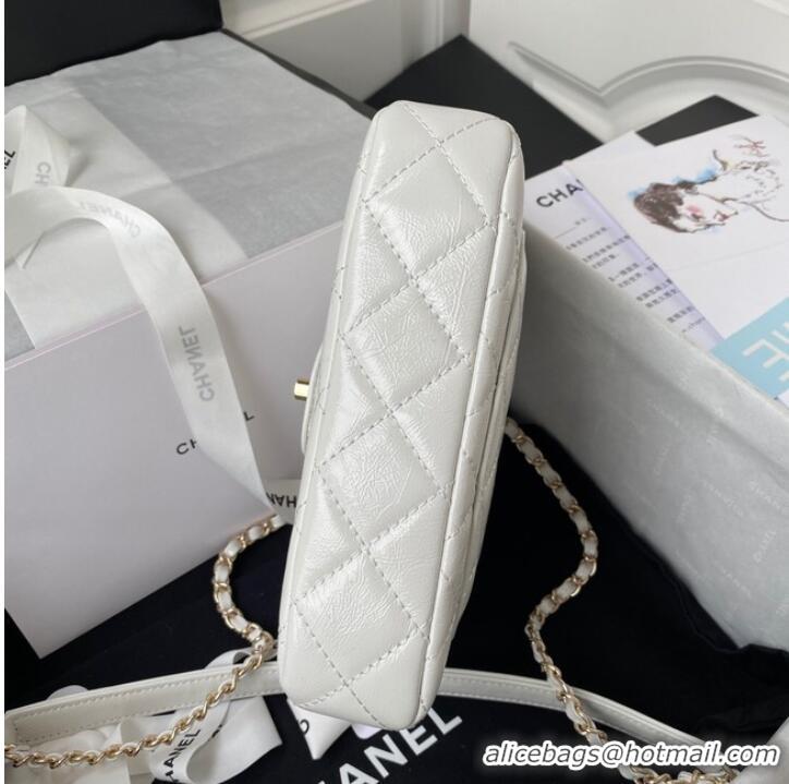 Pretty Style CHANEL Calfskin Flap Shoulder Bag AS2892 white