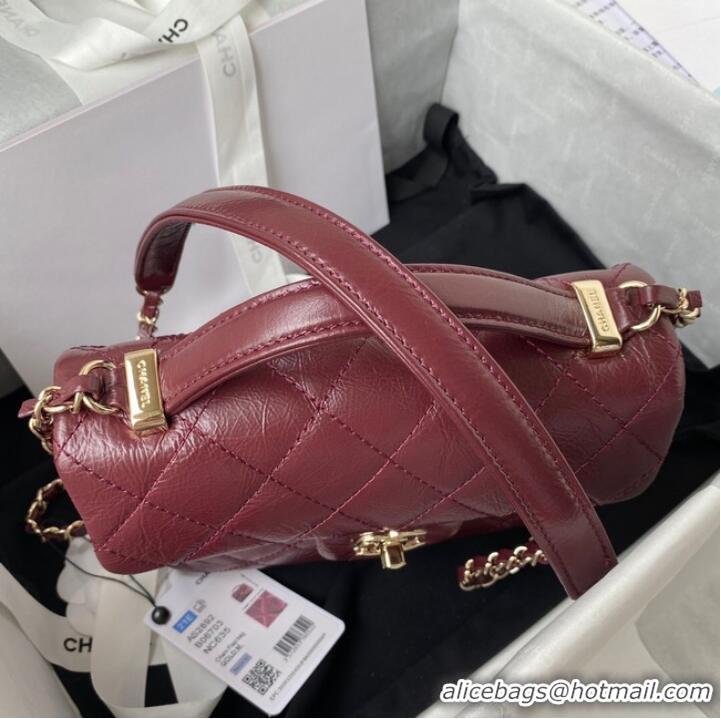 New Product CHANEL Calfskin Flap Shoulder Bag AS2892 red