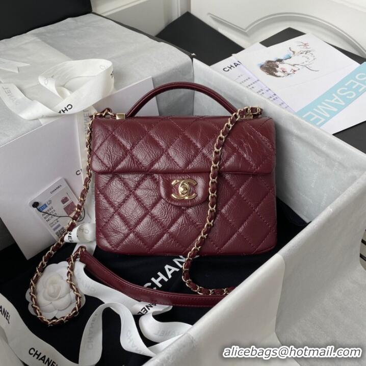 New Product CHANEL Calfskin Flap Shoulder Bag AS2892 red