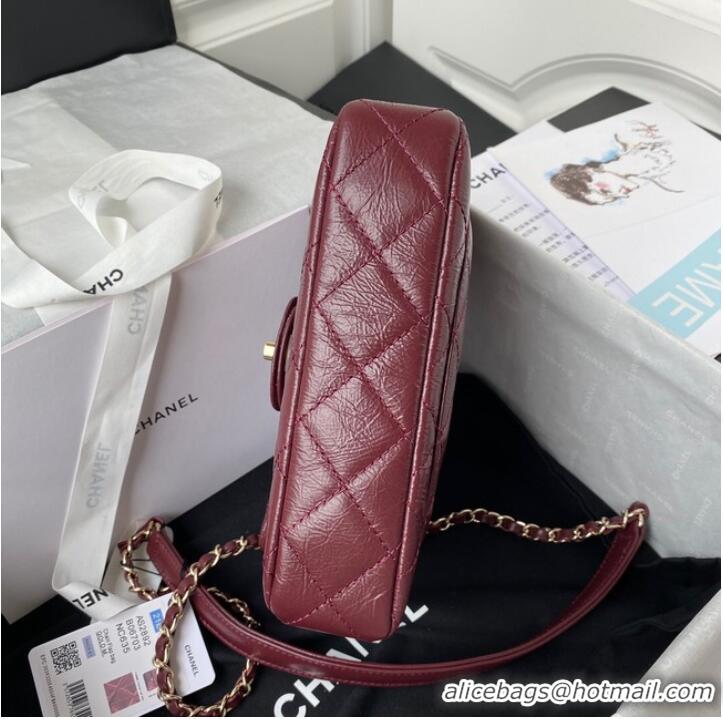 New Product CHANEL Calfskin Flap Shoulder Bag AS2892 red