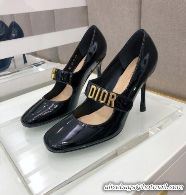 Discounts Dior Baby-D Patent Leather Mary Janes Pumps 10cm 112315 Black