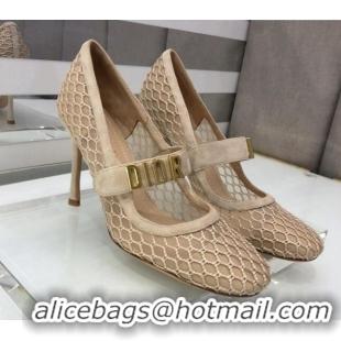 Low Price Dior Baby-D Mesh Mary Janes Pumps 10cm 112317 Beige