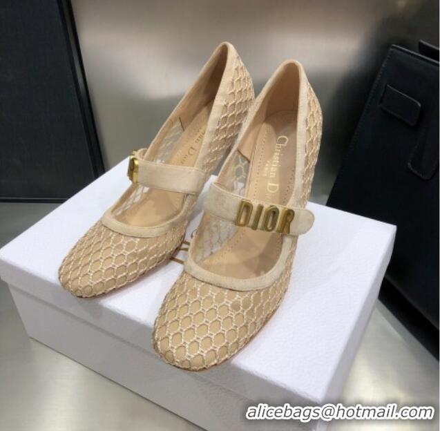 Low Price Dior Baby-D Mesh Mary Janes Pumps 10cm 112317 Beige