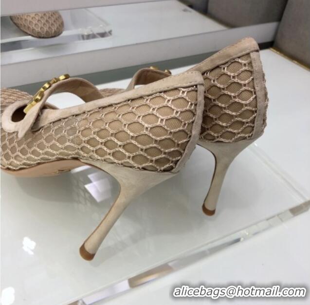 Low Price Dior Baby-D Mesh Mary Janes Pumps 10cm 112317 Beige