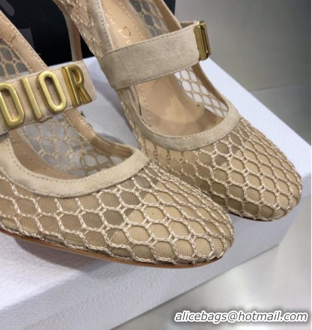 Low Price Dior Baby-D Mesh Mary Janes Pumps 10cm 112317 Beige