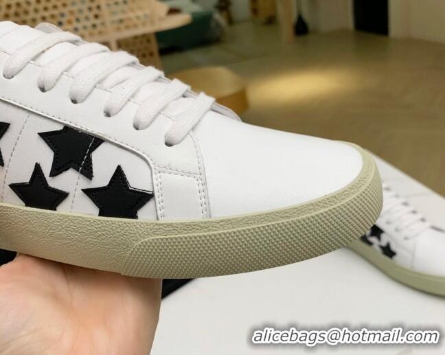 Best Luxury Saint Laurent Calfskin Star Sneakers White/Black 111878