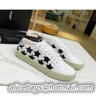 Best Quality Saint Laurent Calfskin Star Sneakers White/Black 111880