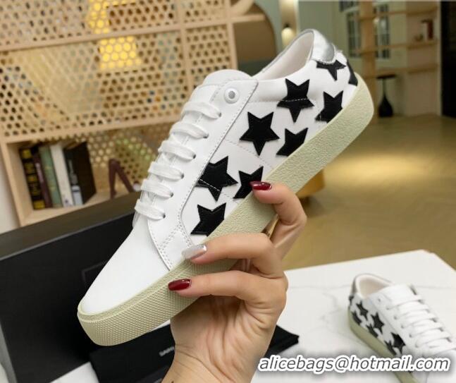 Best Quality Saint Laurent Calfskin Star Sneakers White/Black 111880