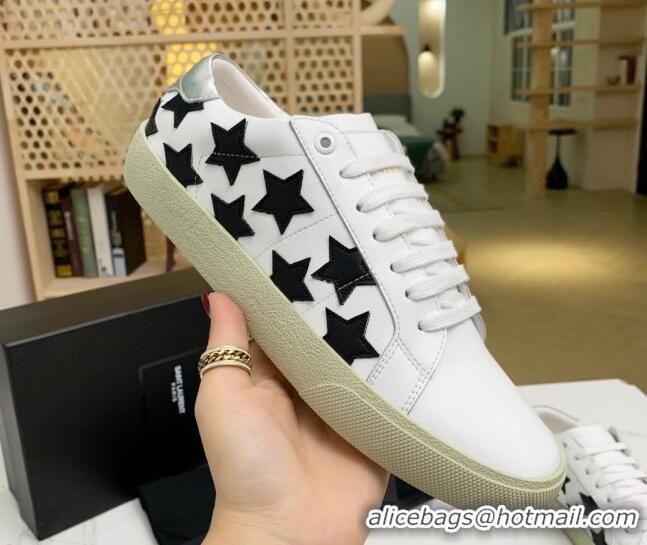 Best Quality Saint Laurent Calfskin Star Sneakers White/Black 111880