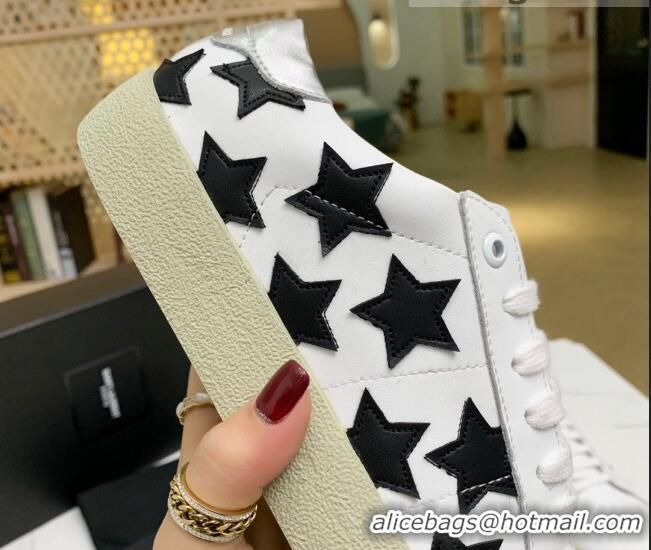 Best Quality Saint Laurent Calfskin Star Sneakers White/Black 111880