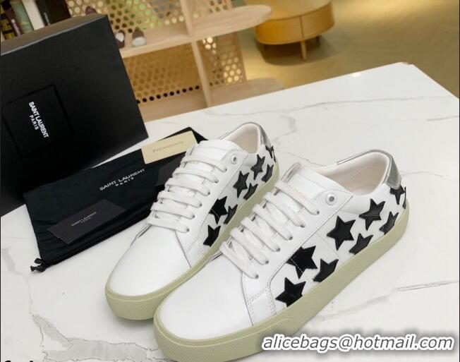 Best Quality Saint Laurent Calfskin Star Sneakers White/Black 111880