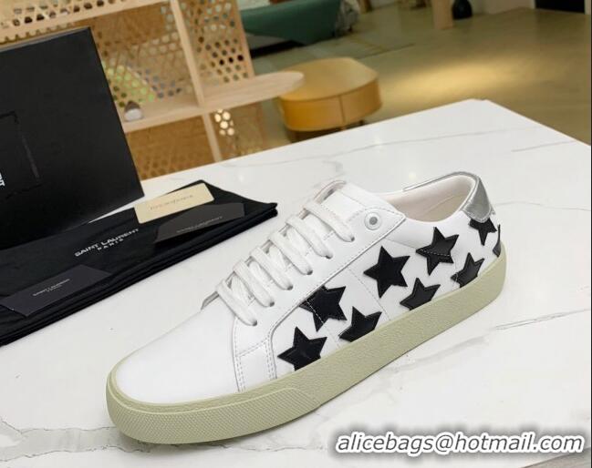 Best Quality Saint Laurent Calfskin Star Sneakers White/Black 111880