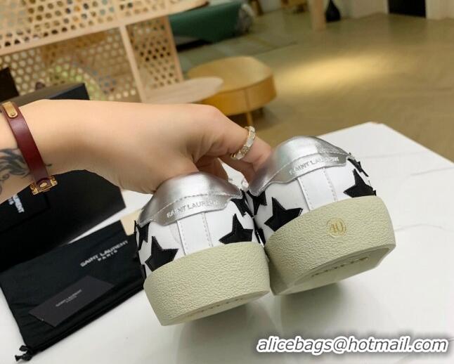 Best Quality Saint Laurent Calfskin Star Sneakers White/Black 111880