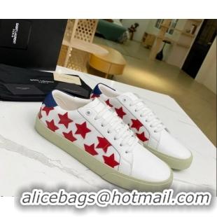 Good Product Saint Laurent Calfskin Star Sneakers White/Red 111881