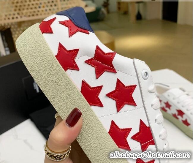 Good Product Saint Laurent Calfskin Star Sneakers White/Red 111881