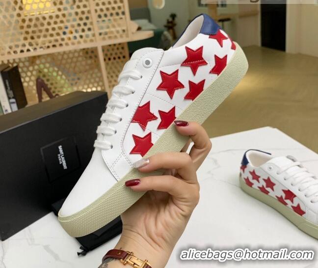 Good Product Saint Laurent Calfskin Star Sneakers White/Red 111881