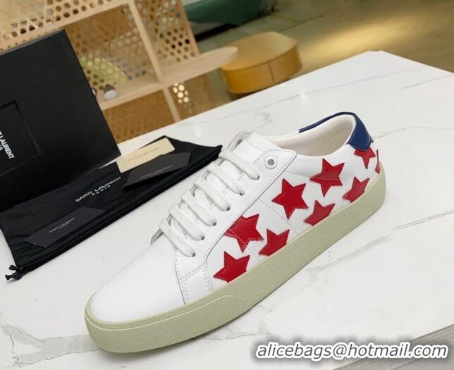 Good Product Saint Laurent Calfskin Star Sneakers White/Red 111881