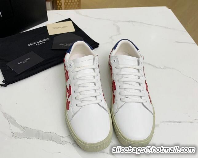 Good Product Saint Laurent Calfskin Star Sneakers White/Red 111881