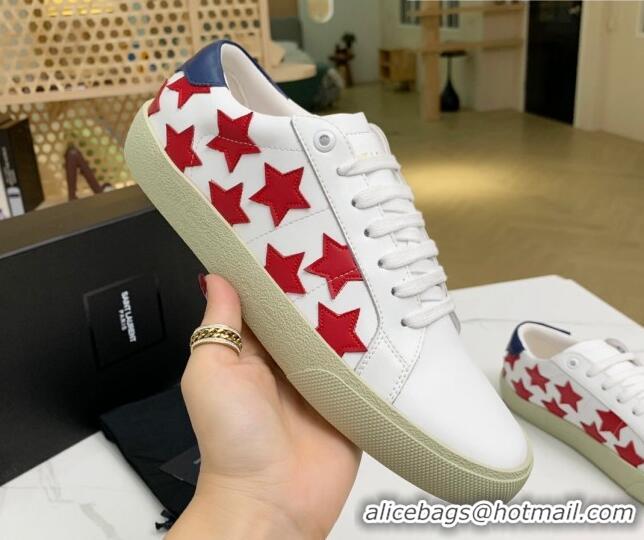 Good Product Saint Laurent Calfskin Star Sneakers White/Red 111881