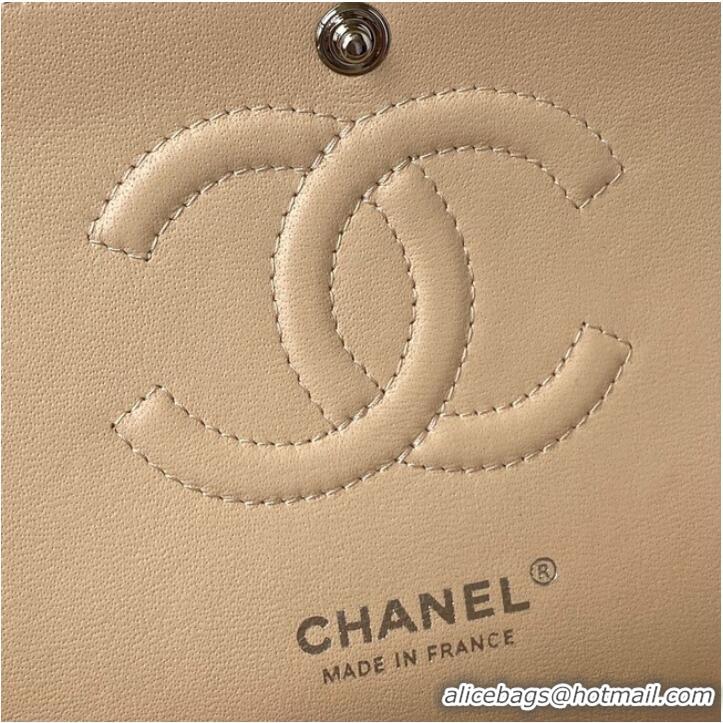 Spot Bulk Chanel Flap Shoulder Bag Grained Calfskin A01112 silver-Tone Metal Apricot