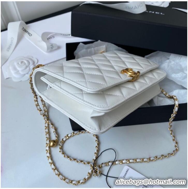 Luxury Classic CHANEL Lambskin Flap Shoulder Bag AP2289 white