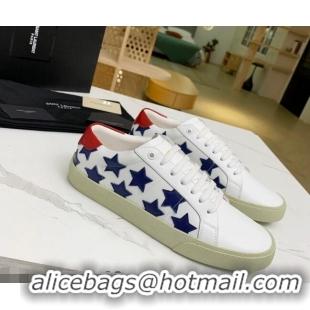 Grade Design Saint Laurent Calfskin Star Sneakers White/Navy Blue 111882