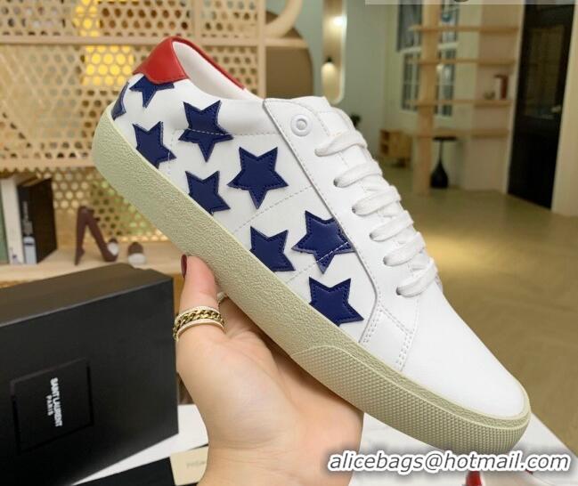 Grade Design Saint Laurent Calfskin Star Sneakers White/Navy Blue 111882