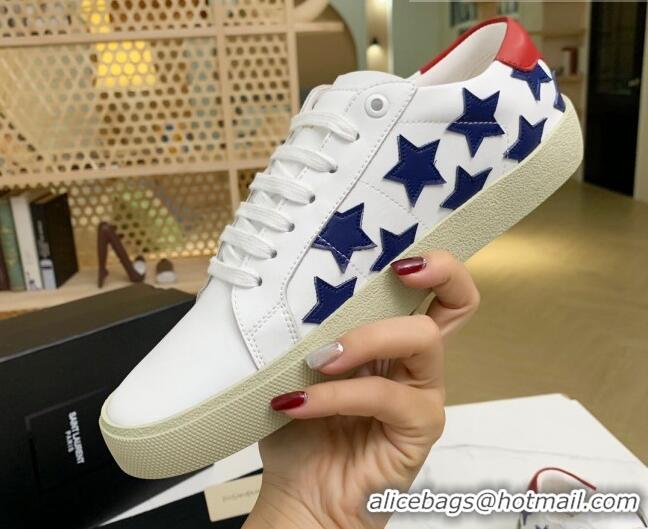 Grade Design Saint Laurent Calfskin Star Sneakers White/Navy Blue 111882