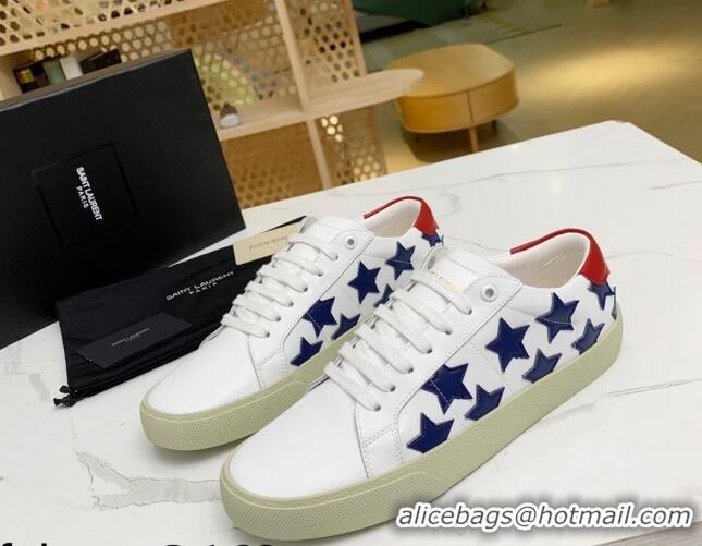 Grade Design Saint Laurent Calfskin Star Sneakers White/Navy Blue 111882